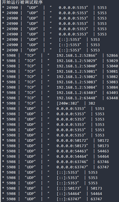 枚举同程序名所有端口 枚举同程序名所有端口