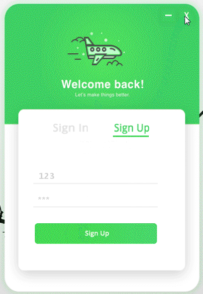 EXUI_绿色超美注册登录界面带动效